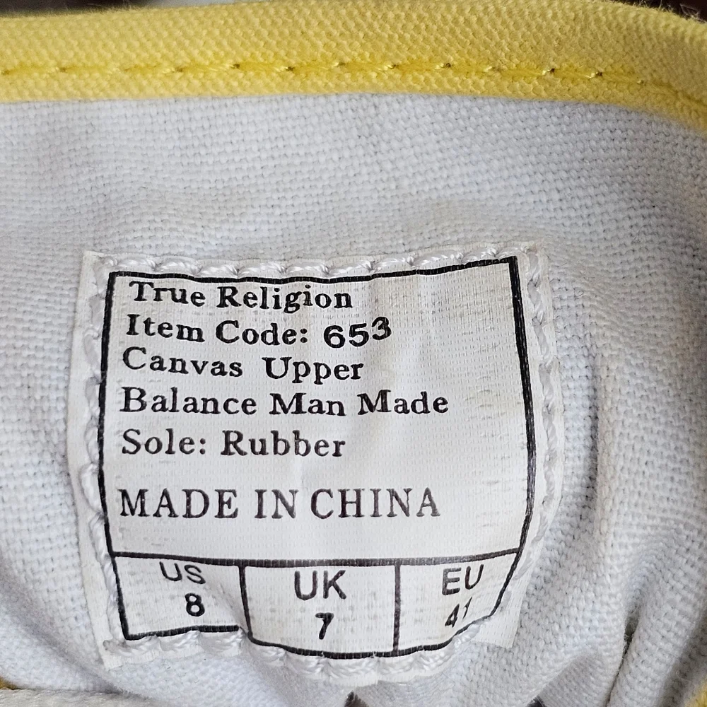 True Religion Rare Low Top Y2K Vintage Black Yellow White Sneakers Men's Size 8